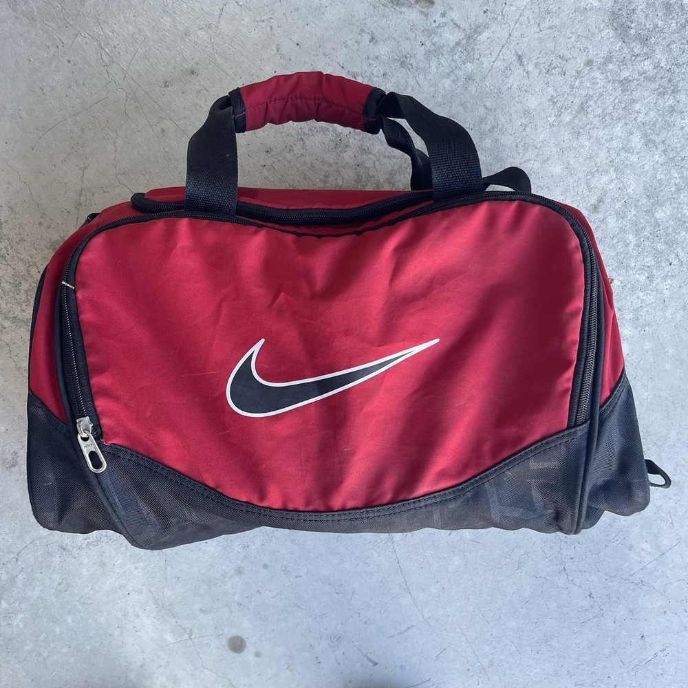 Vintage Nike Medium Training Duffle Gym Travel Sports Shoe Bag Black Swoosh Logo